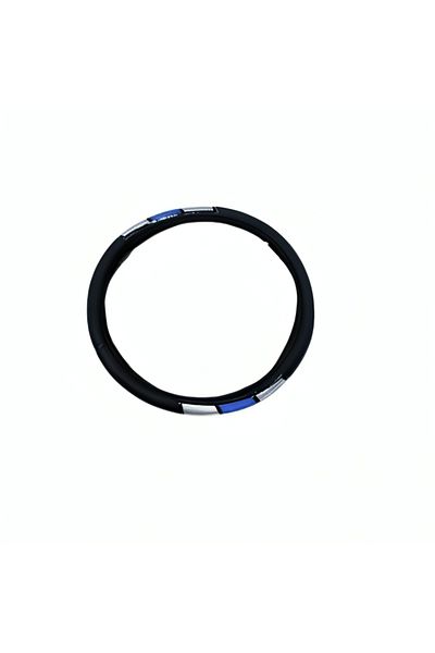 ideal STORE PREMIUM steering wheel cover, With blue stripe, Size M 38-39cm, Imitation leather for a nice look