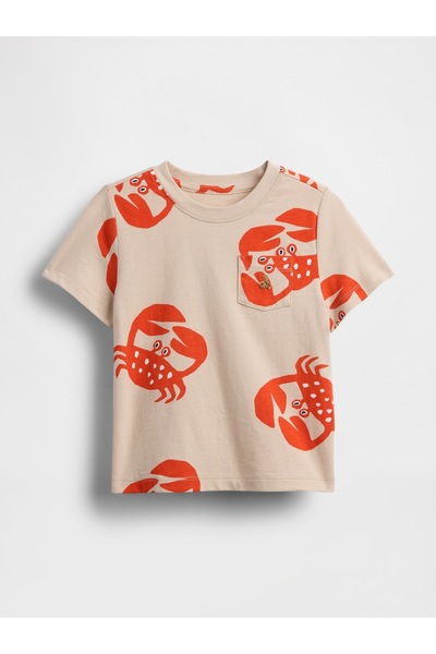 GAP Erkek Bebek Kırmızı Brannan Bear Mix & Match Cepli T-Shirt