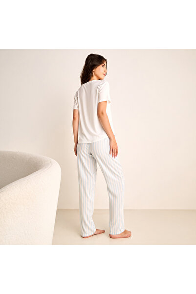 FAV Graphic Print T-shirt and Striped Pyjama Set