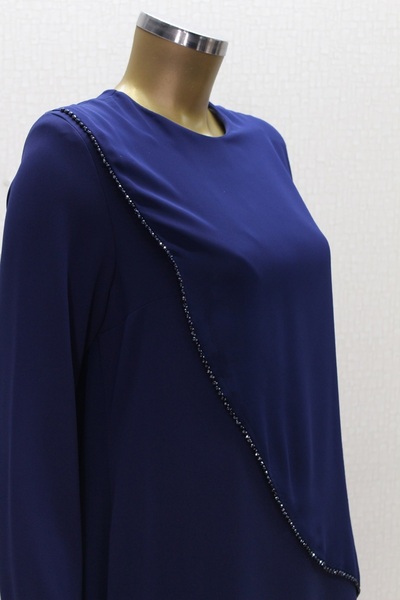 çınar özkan 2857 ŞİFON GİYDİRMELİ BONCUKLU RAHAT KALIP ELBİSE QYS ELBİSE #24-023