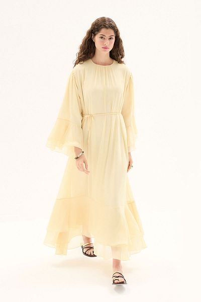 Hooopstore Φόρεμα Boho Flounced Yoryo Chiffon Butter Yellow