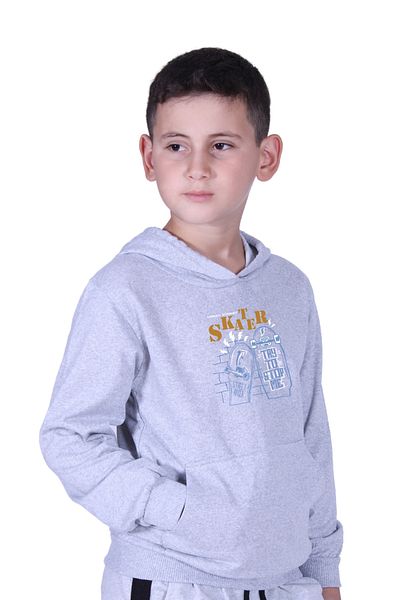 FYK KİDS Суитшърт за момче с качулка и щампа „кенгуру джоб“