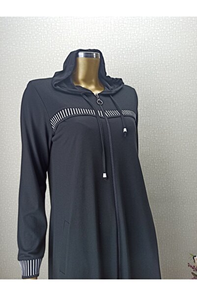 Genel Markalar GİY ÇIK GÖĞSÜ VE KOL UÇLARI RİBANALI FERMUARLI KAPÜŞONLU KAP QYS 513 RİBABA DETAYLI KAP #22-07#