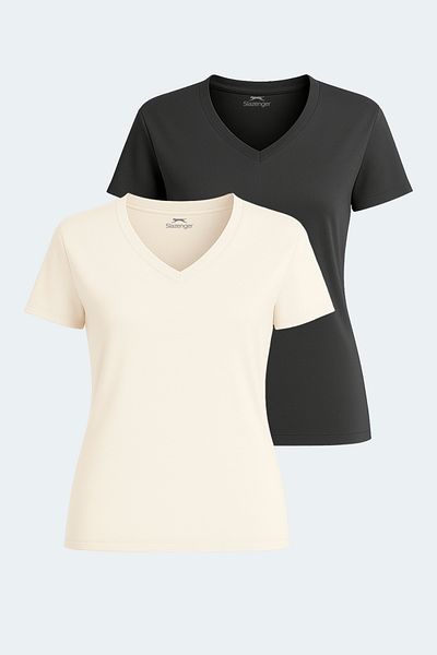 Slazenger Set de 2 tricouri pentru femei PERICAS Ecru - Gri închis