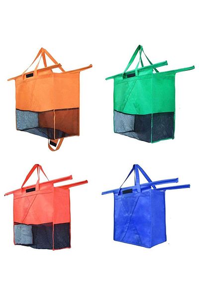 MARKQ Reusable Grocery Shopping Bags With Cooler Bag, Set Of 4, Foldable Trolley Bags For Shopping C