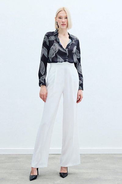 Sateen Long Back Patterned Shirt - Black