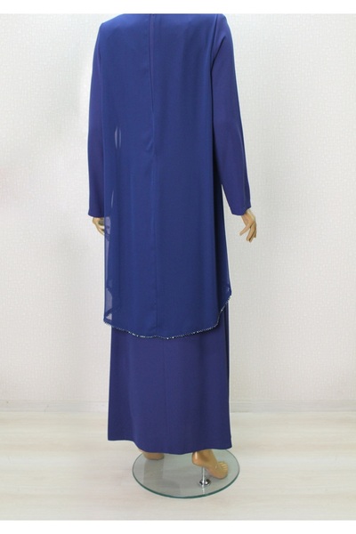 çınar özkan 2857 ŞİFON GİYDİRMELİ BONCUKLU RAHAT KALIP ELBİSE QYS ELBİSE #24-023