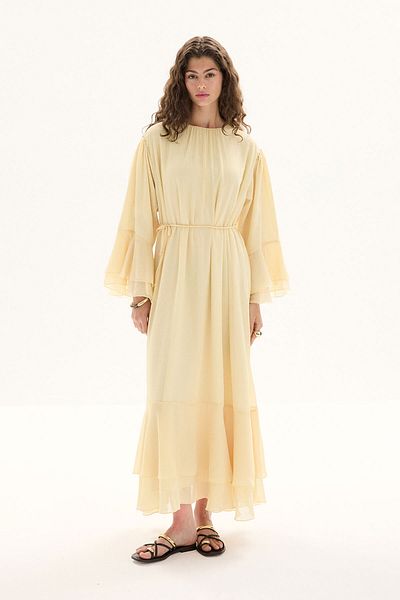 Hooopstore Φόρεμα Boho Flounced Yoryo Chiffon Butter Yellow