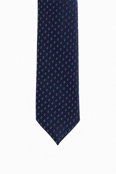 SÜVARİ Cavalry Handmade Thin Navy Blue Patterned Tie Standard Navy Blue