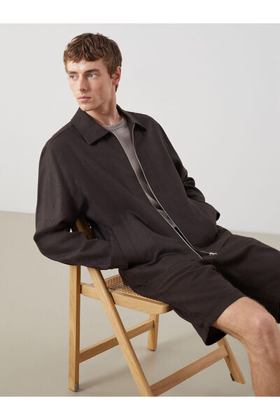 LC Waikiki Peak New Season Comfortable Fit Shirt Collar 100% Linen Men's Coat