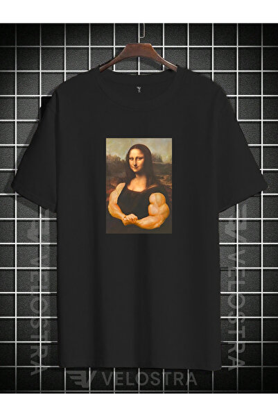 Velostra Μπλουζάκι Unisex Muscular Mona Lisa με τύπωμα oversized