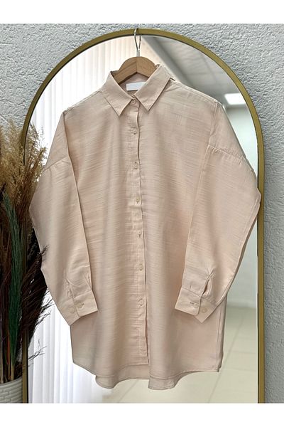 MİHRA STORE Verona Front Short Back Long Modal Shirt-Pe215 Stone