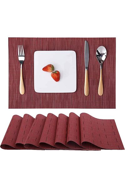 MARKQ Maroon Placemats [set Of 4] Heat Resistant Cloth Place Mats For Dining Table Mats, Restaurants