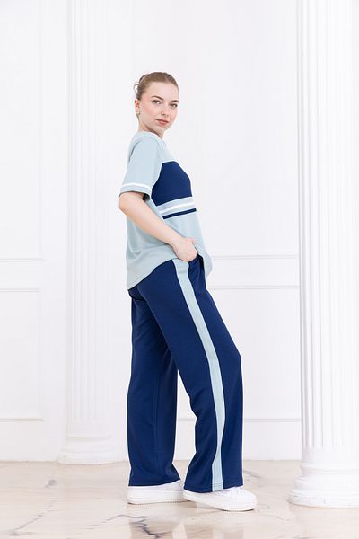 DJANGO STYLE Modal Contrast Garnished Sports Tracksuit Set