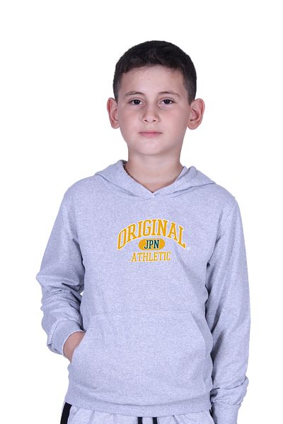 FYK KİDS Суитшърт за момче с качулка и джоб тип кенгуру