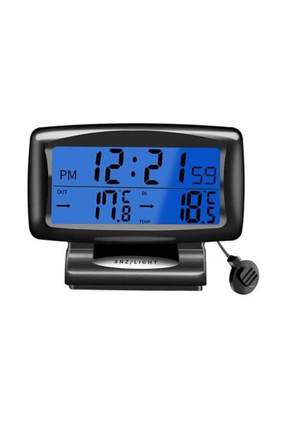 OEM Alarm clock, indoor and outdoor thermometer, PDX MD-350-2, sensor and cable 245 cm long, black
