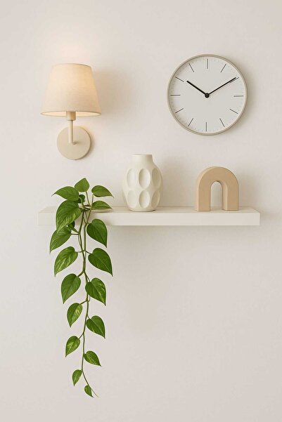 yankı-byeg 30 Cm Parlak Beyaz Mdf Uçan Duvar Rafı Gizli Bağlantı Kitaplık