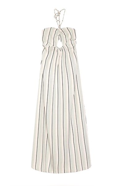 Quzu Midi Dress with Chest Detail Nature