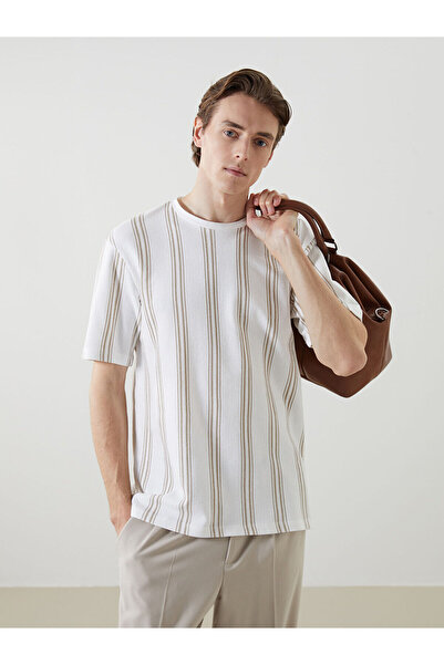 LC Waikiki Nevavm with a Difference Oval Collar Short Sleeve Striped Men's T-...