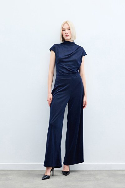 Sateen Ασημί Casual Παντελόνι - Navy Blue