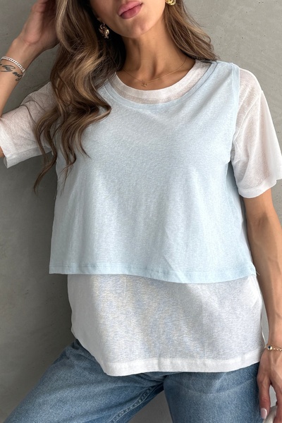 Ulino Μπλουζάκι με διπλό σχέδιο και χαλαρή εφαρμογή σε αντίθεση