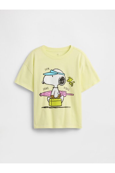 GAP Kız Çocuk Açık Sarı Snoopy Grafik Baskılı T-Shirt