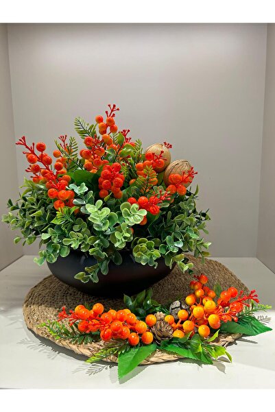 TASARIMHMODA Kokinalı Yassı Vazo Supla Hediyeli/Turuncu