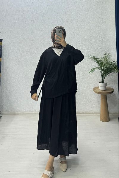 lurex moda Σετ λινό φούστα