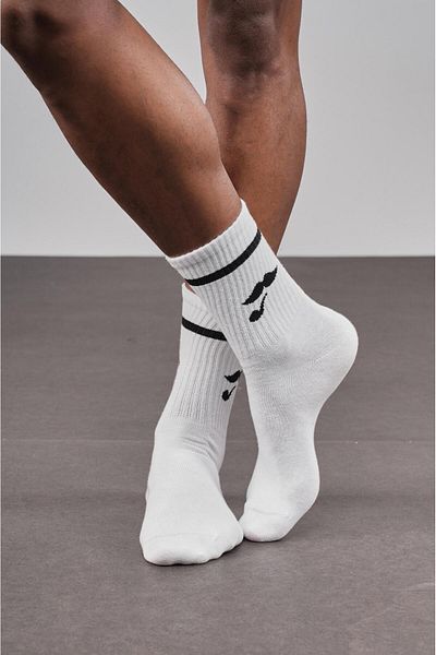 Butik Unisex 4-Piece Mustache Patterned Striped Comfortable Cotton Socks