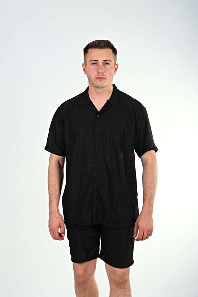 Arda Dinç Stil Dünyası Chain Pattern Shorts Set Black