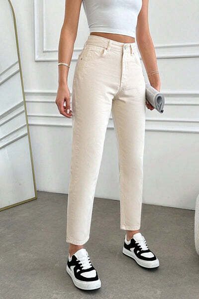 StreetWear Outlet Blugi de damă, croială scurtă, model mom-fit