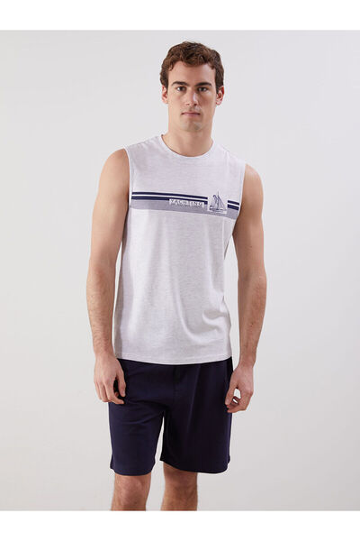 LC Waikiki Ανδρικό αμάνικο μπλουζάκι με στάμπα New Season Crew Neck - S5FT36Z8