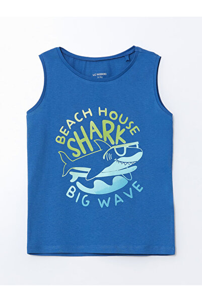 LC Waikiki New Season Crew Neck Baby Shark Printed Boys Undershirt - S5I998Z1