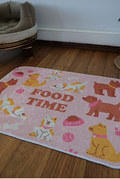 DEKOMOD Evcil Hayvan Figürlü Köpek Kedi Beslenme Mama Ve Su Matı Kolay Temizlenen Emici Paspas 50*70 cm