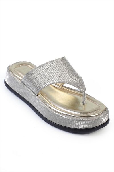 Capone Outfitters Margalo Wedge Heeled Stone Flip Flops Women's Slippers