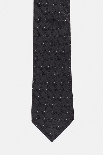 SÜVARİ Cavalry Handmade Slim Navy Blue Patterned Tie Standard Black