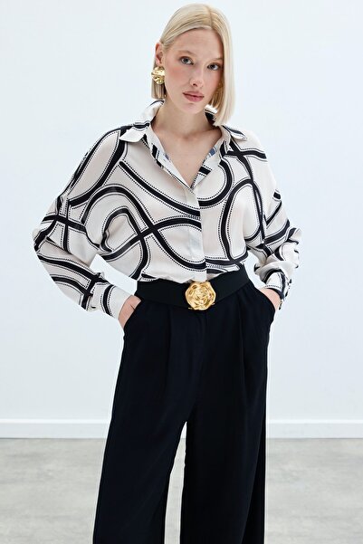 Sateen Salaş Gömlek - Ekru