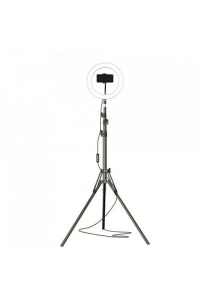 Blusmart Lampa circulara Ring Light, 120 x LED SMD, 10 trepte lumina, telecomanda pe fir, trepied inclus