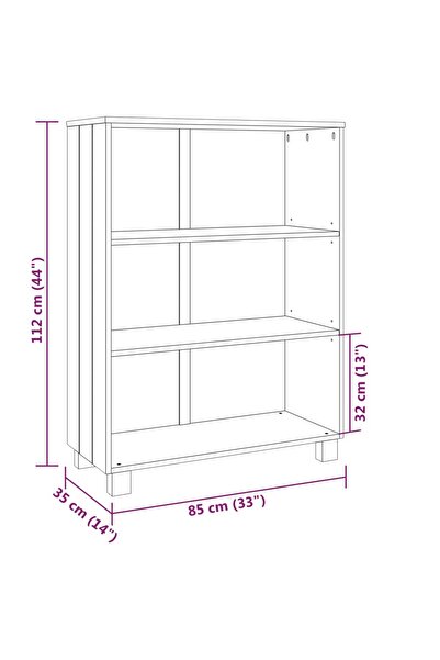 vidaxl Book Cabinet HAMAR Light Grey 85x35x112 cm Solid Wood Pine