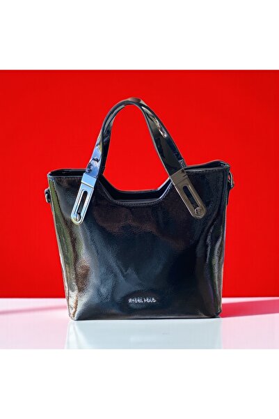 Angel Polo Siyah rugan El ve omuz çantası