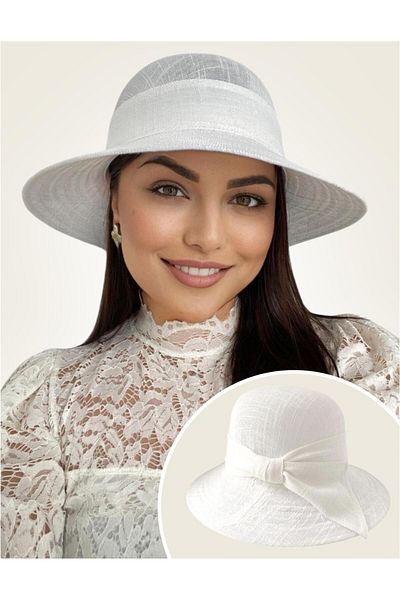 Confortino Luxury linen sun hat with bow - ONE SIZE, ADJUSTABLE