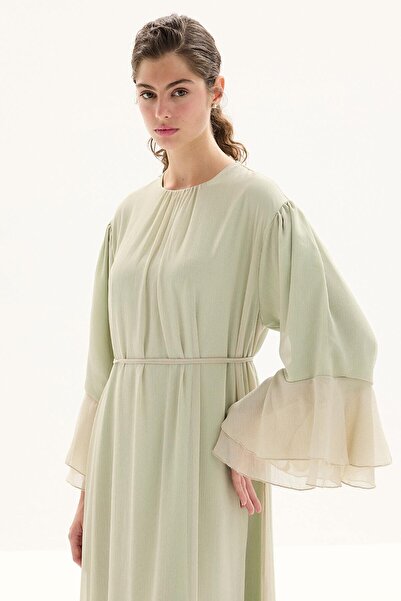 Hooopstore Boho Flounced Yoryo Chiffon Sage Dress
