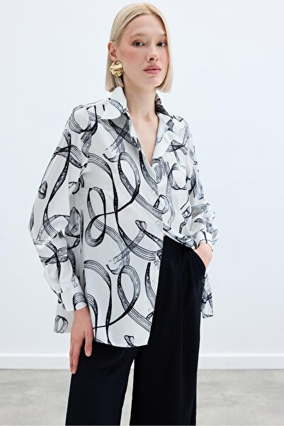 Sateen Desenli Klasik Gömlek - Siyah