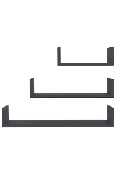vidaxl Wall Display Shelf 3 pcs Grey Engineered Wood