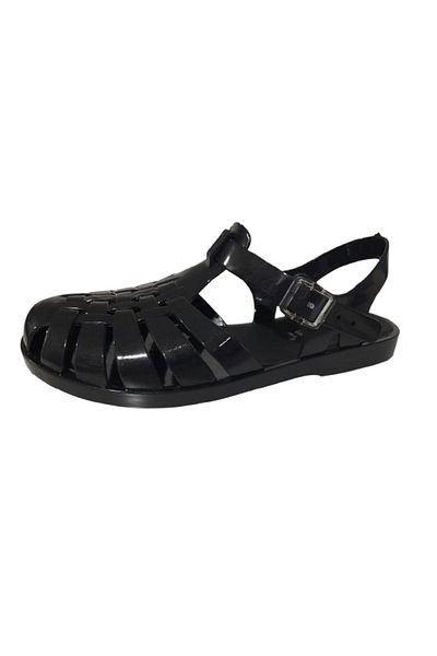 Cassy Gabi Plastic Transparent Buckle Black Women's Sandals