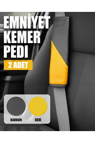 wimbledon Comfortdrive Seat Belt Pad Set - Neck and Shoulder Protector Belt Pad 2 Pack Black Yellow