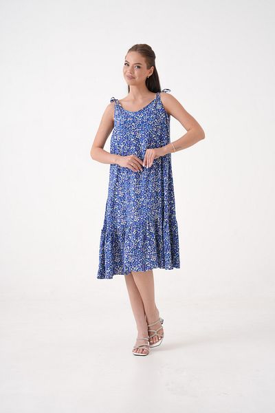 MAMAYAGA Women's Sleeveless Patterned Skirt Pleated Plus Size Curve Summer Suspender Dress