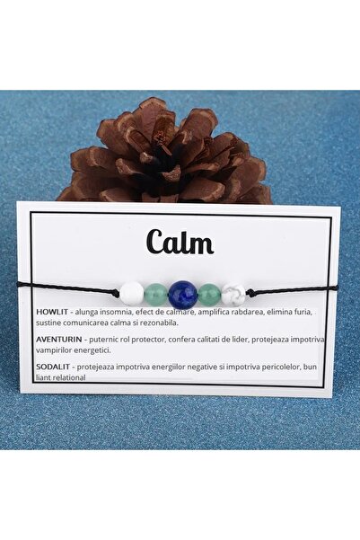 animis beauty Bratara Calm cristaloterapie, tip snur din pietre naturale semipretioase, unisex, marime reglabila