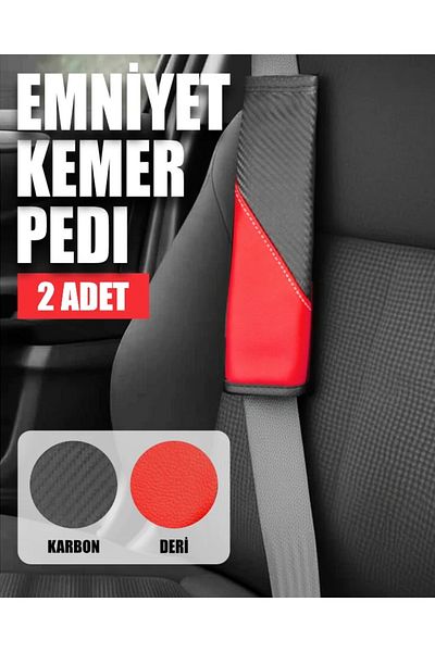 wimbledon Comfortdrive Seat Belt Pad Set - Neck and Shoulder Protector Belt Pad 2 Pack Black Red