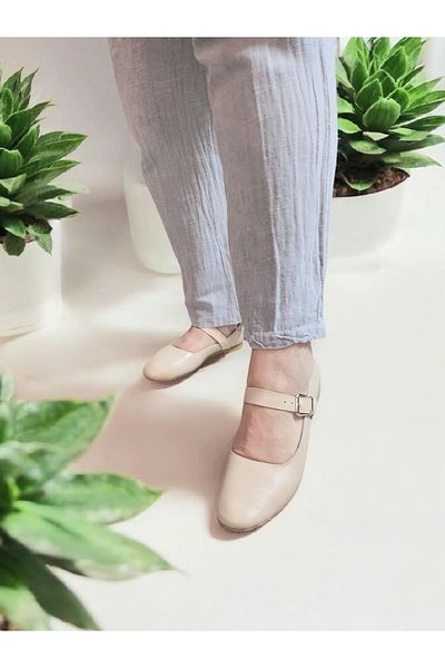GokceKundura06 Daily Buckle Adjustable Genuine Leather Mary Jane Shoes